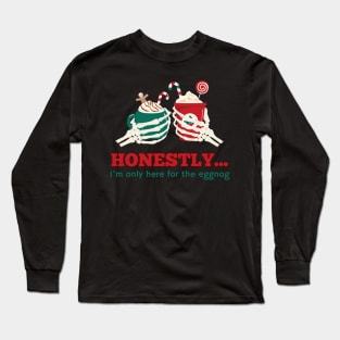 Funny Christmas Skeleton Hands Holding Cups of Eggnog Long Sleeve T-Shirt